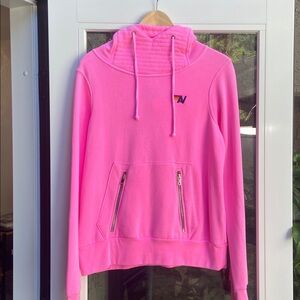 Aviator Nation Neon Pink With Green Bolt Ninja Hooded Sweatshirt NWT Small